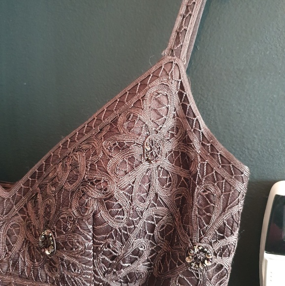 Sue Wong Chocolate Brown evening dress with lace, sequins and beads Size 4 - Picture 4 of 6